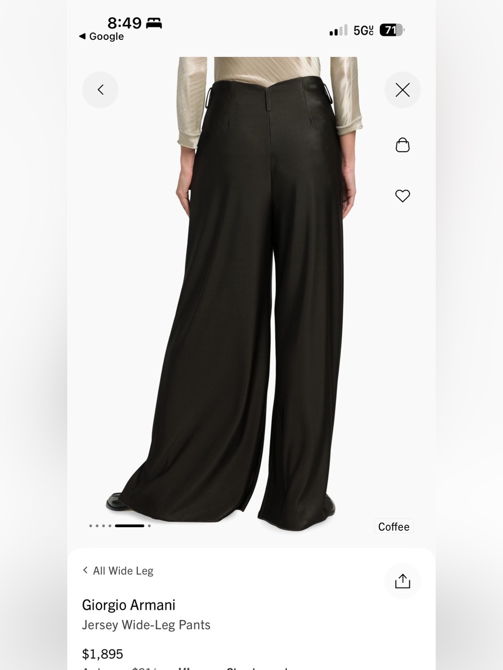 Giorgio Armani Dark Brown Suit/Wide-Leg Jersey Trousers - Picture 14 of 14